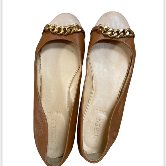 J.CREW NORA CAP TOE CHAIN BALLET FLATS SHOES NUDE size 6 - Picture 2 of 5